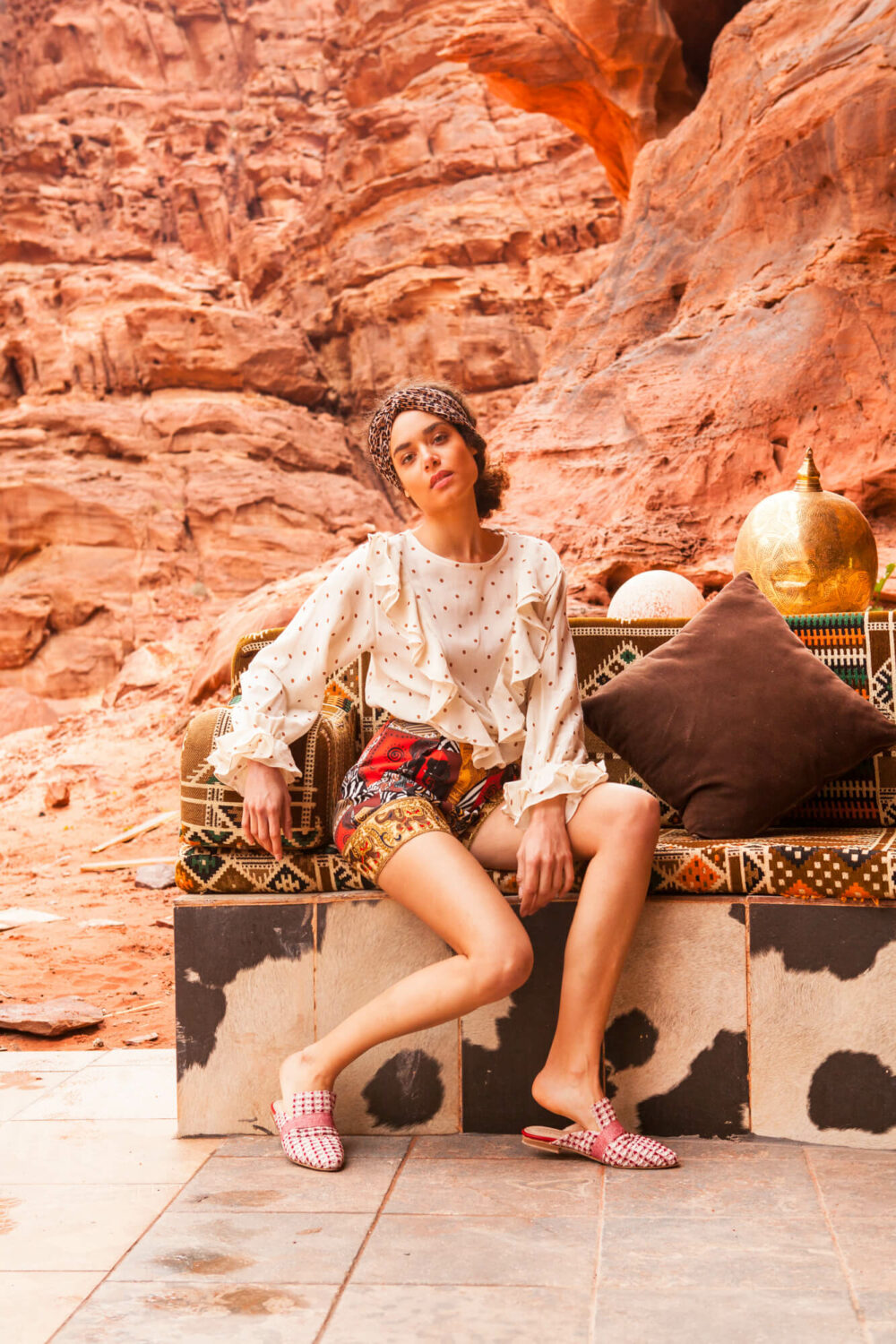 Cocoa Polka Dot Africana Shorts by Mallory