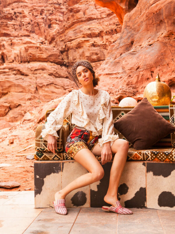 Cocoa Polka Dot Africana Shorts by Mallory