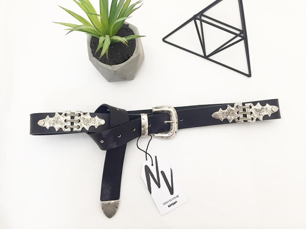 Alice Black Leather Belt