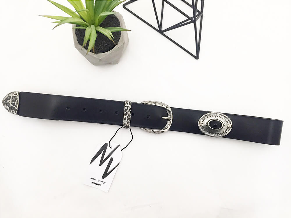 Faith Black Leather Belt