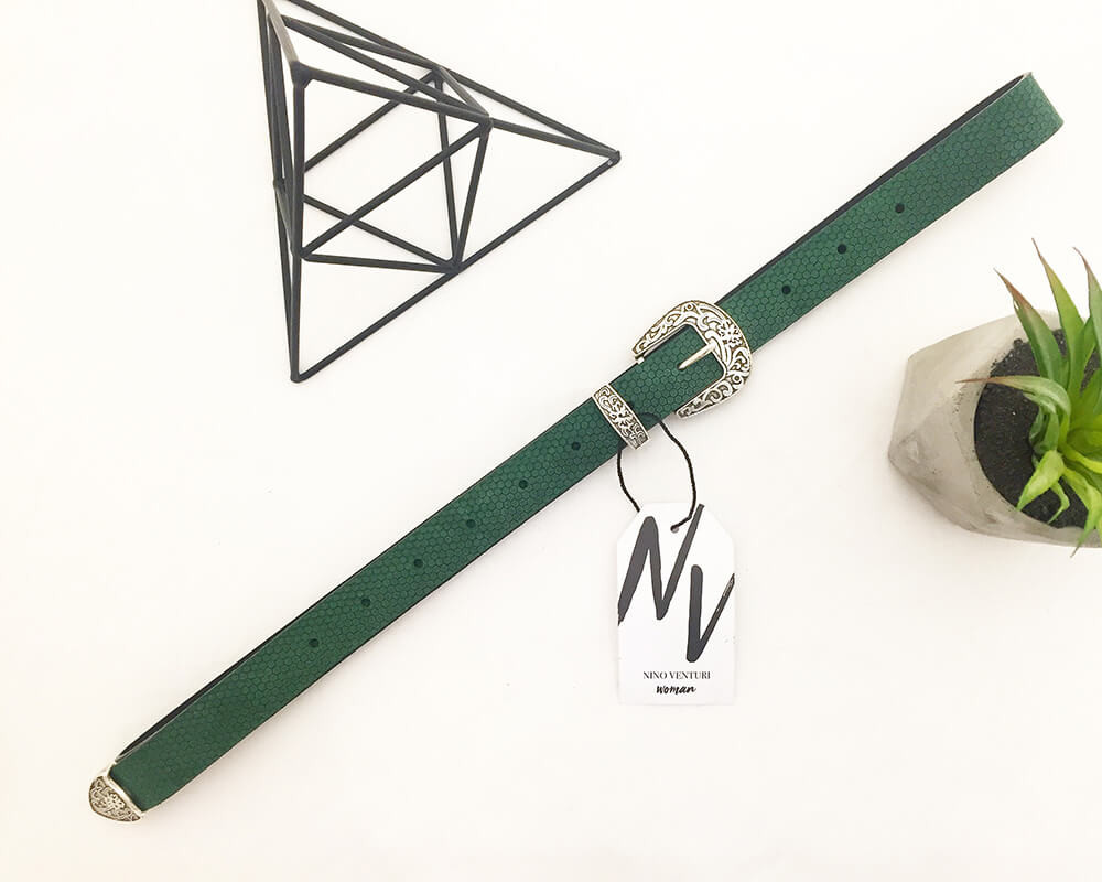Leaf Green Leather Belt