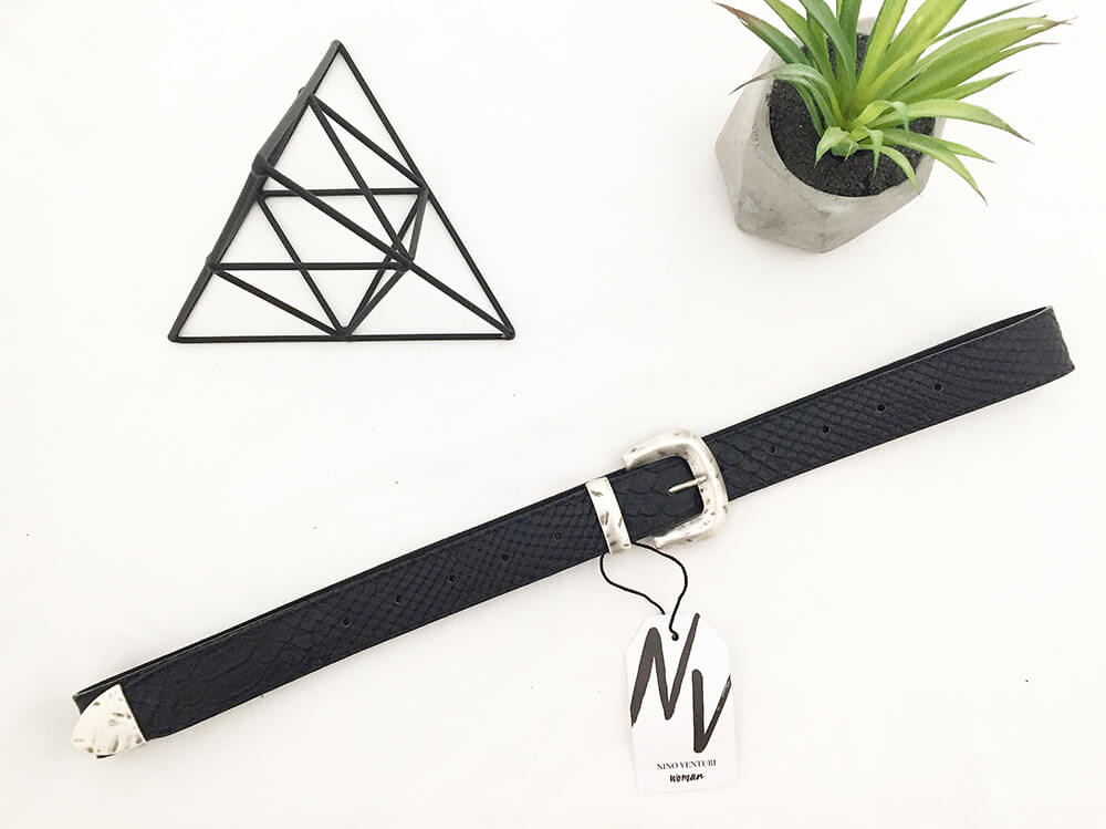 Poison Black Leather Belt