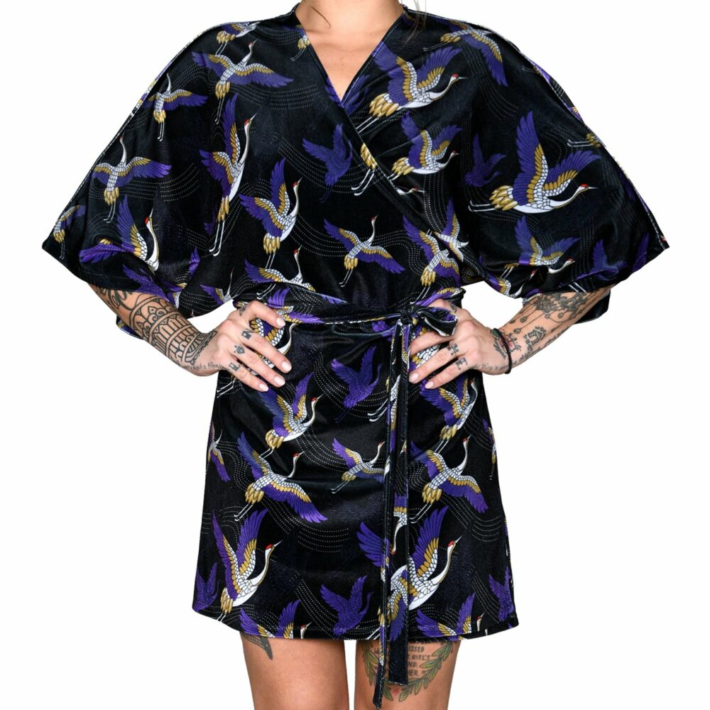 Heartbeatink Japanese Velvet Mini Wrap Dress