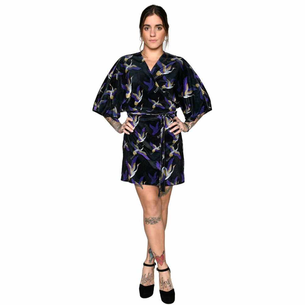 Heartbeatink Japanese Velvet Mini Wrap Dress