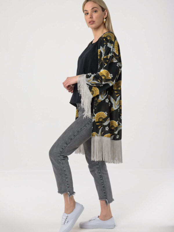 Heartbeatink Japanese Black N White Velvet Kimono