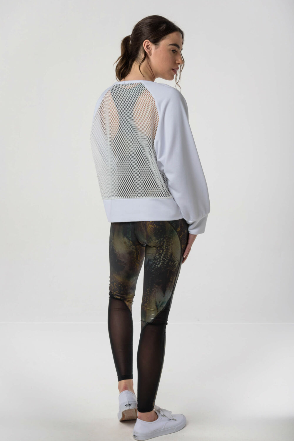 Baya Wild Shine Power Jumpsuit / Mesh Panelled White Sweater