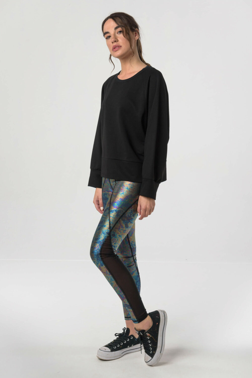 Baya Aurora Power Jumpsuit / Mesh Panelled Black Sweater