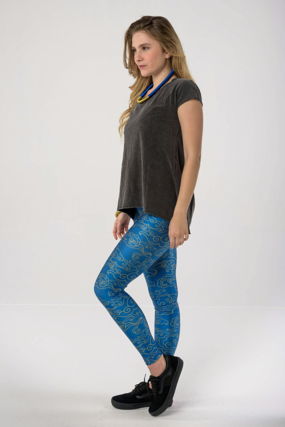 Heartbeatink Deep Blue Gold Clouds Leggings