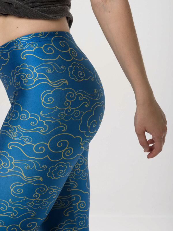Heartbeatink Deep Blue Gold Clouds Leggings