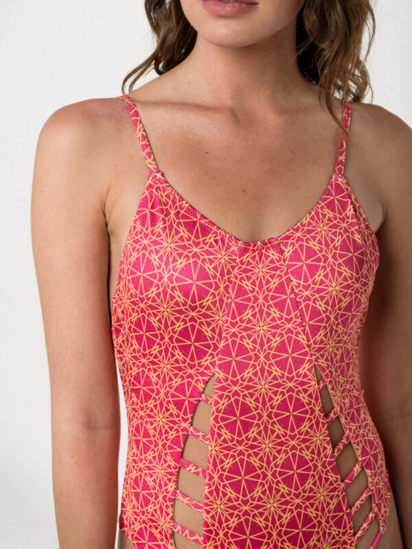 Heartbeatink Neon Pink Cutout One-Piece Swimsuit