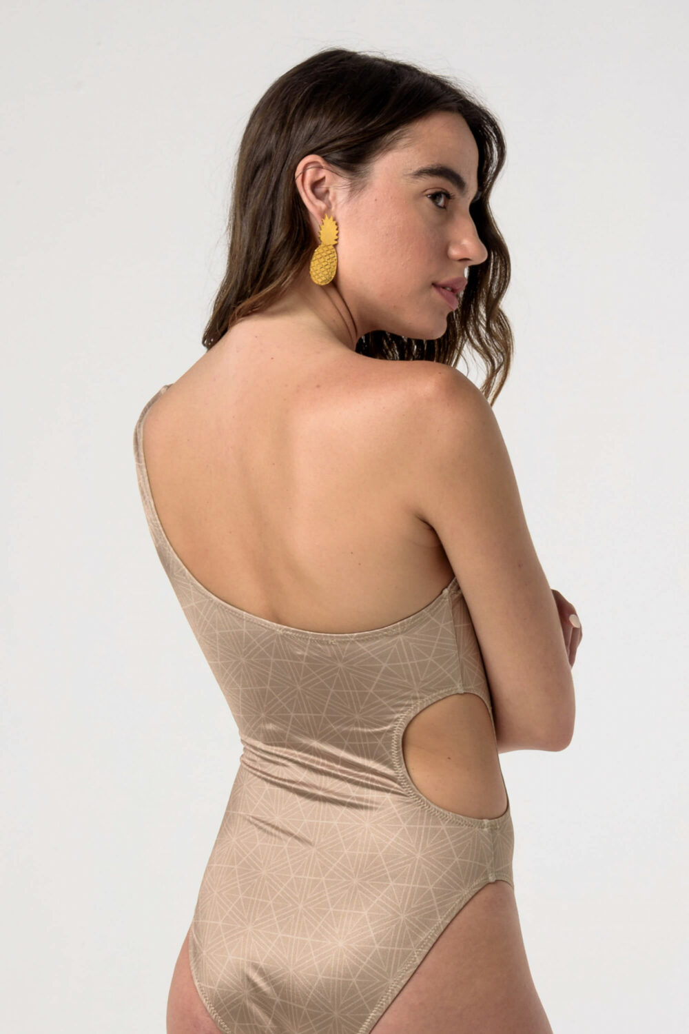 Heartbeatink Nude One Shoulder One-piece Swimsuit