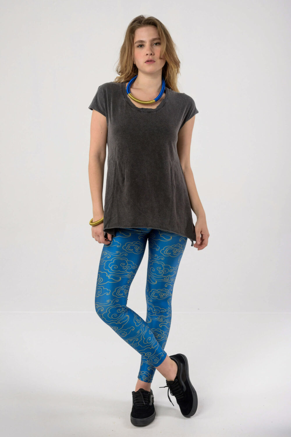 Heartbeatink Deep Blue Gold Clouds Leggings / Libertee Debbie t-shirt