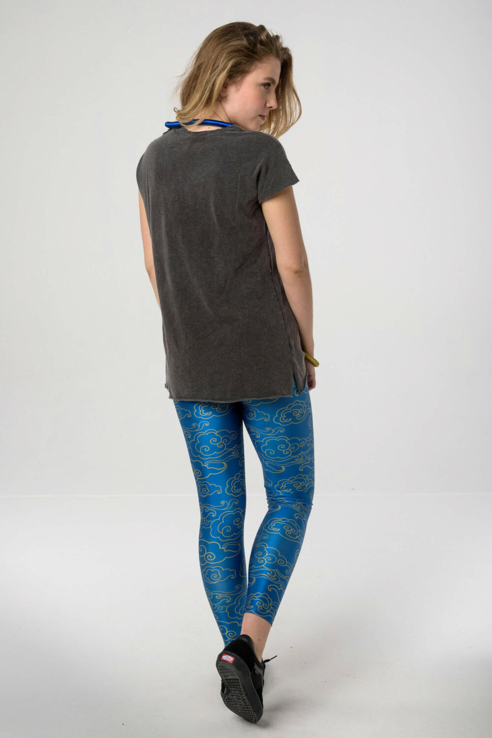 Heartbeatink Deep Blue Gold Clouds Leggings
