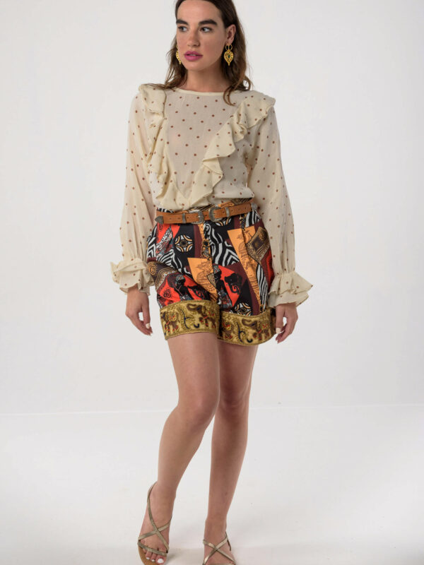 Africana Shorts / Cocoa Polka Dot Top by Mallory / NV Plesti