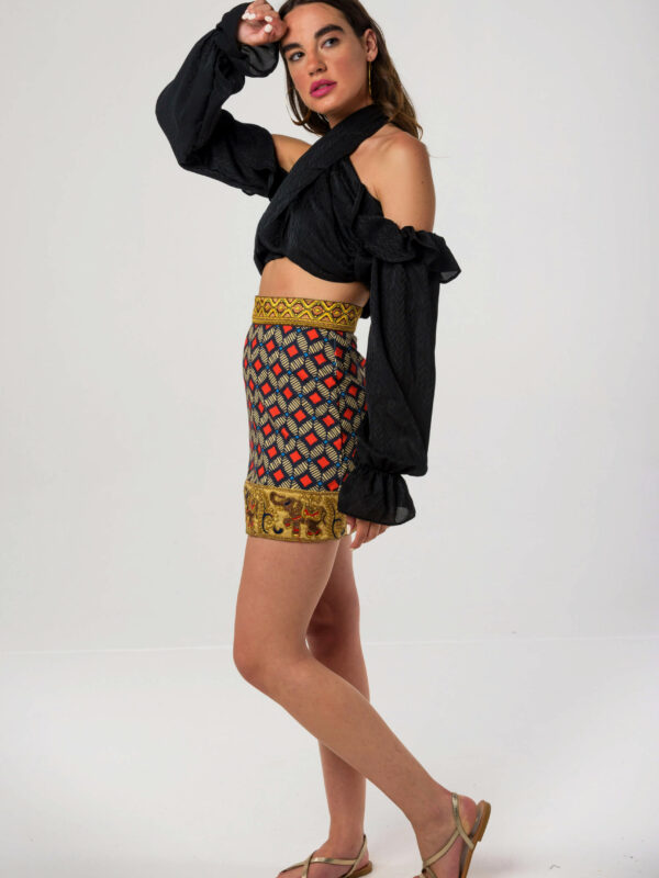 Elephant Skirt / Namibia Black Crop Top by Mallory